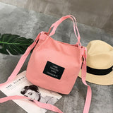 Llyge New Explosions Japanese Literary Simple Letter Canvas Female Slung Shoulder Bag Small Bucket Bag Green Shopping Bag