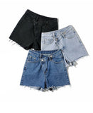 Back To School  Vintage Tassel Blue Denim Shorts Women Casual High Waist Bottoms 2022 Summer Streetwear Fashion Solid Color Jeans Shorts