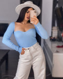 Back To School   Square Neck Ribbed Knitted Sweater Women Casual Long Sleeve High Stretch Pullovers Streetwear White Soft Basic Top