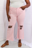 LLYGE  Full Size Distressed Ankle Flare Jeans