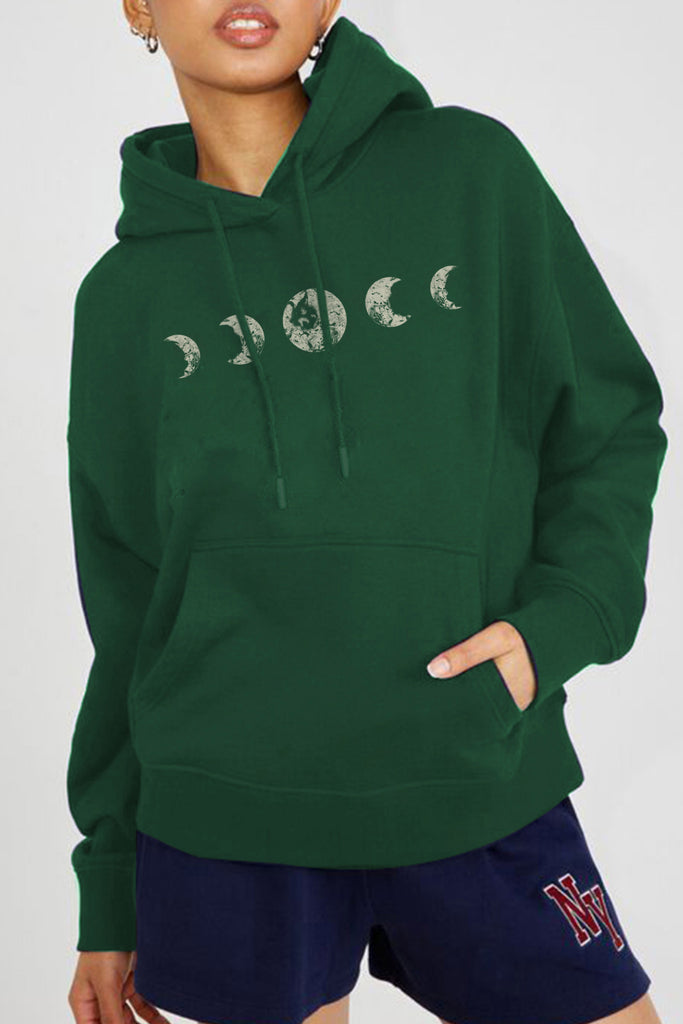Back to school season LLYGE Simply Love Full Size Dropped Shoulder Lunar Phase Graphic Hoodie