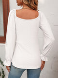 LLYGE Early Autumn New Tie Front V-Neck Puff Sleeve Blouse