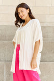 LLYGE  Summer is Calling Full Size Wash Gauze Open Front Kimono in Off White