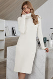 LLYGE 2023 Autumn New Fall Outfit Ribbed Turtle Neck Long Sleeve Sweater Dress