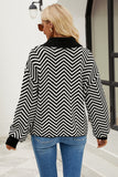 LLYGE Early Autumn New Striped Collared Neck Buttoned Pullover Sweater