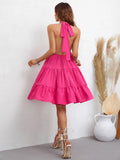 LLYGE Barbie Dream Halter Neck Tiered Knee-Length Dress