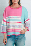 LLYGE Early Autumn New Printed Round Neck Dropped Shoulder Pullover Sweater