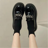 Llyge Heart-Shaped Women Lolita Mary Jane Loafers Shoes For Woman Spring Platform Shoes Ladies Loafers Vintage Soft Slip On Chain 2023